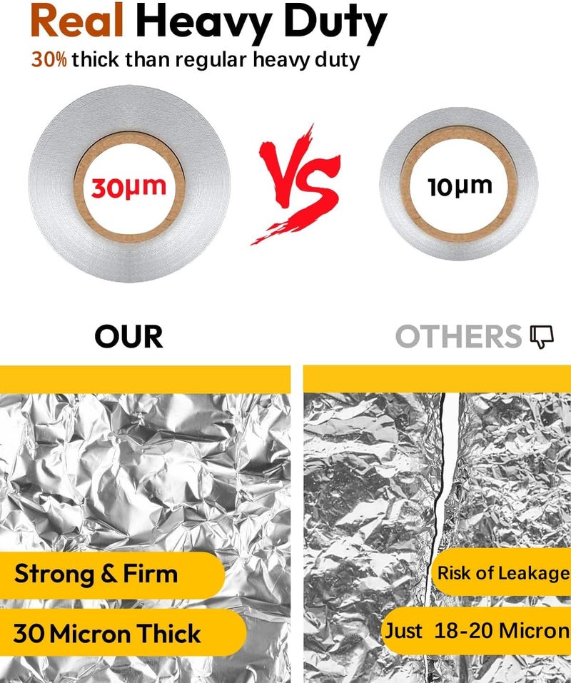 katbite ورق الألمنيوم الثقيل 17.7 بوصة عرض، سمك 30 ميكرون، لفافة ورق الألمنيوم القوي للاستخدام التجاري، الشواء، التحميص، الخبز، الطهي المنزلي، 17.7"x525 قدم مربع - Image 3